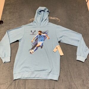 Messi Popover Hoodie Boys XL 18 Blue French Terry Graphic Print Sweatshirt